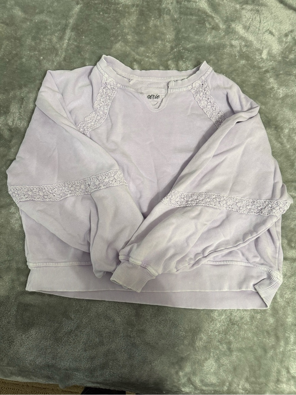 aerie Lavender Lace-Trim Pullover